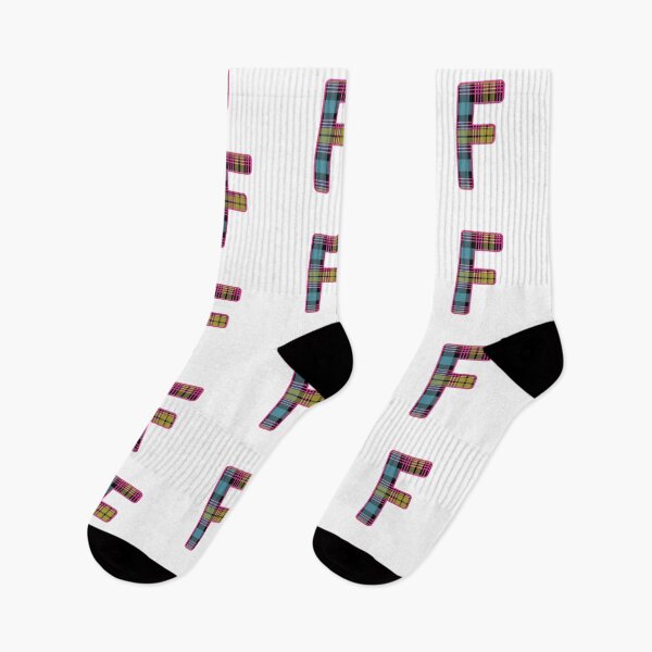 Item preview, Monogram Letter F, Pink, Yellow, and Blue Scottish Tartan Style Typography Design designed and sold by MacPean.