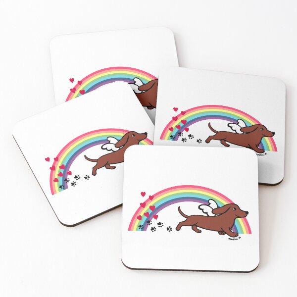 Item preview, Red Smooth Haired Dachshund Angel Rainbow designed and sold by HappyLabradors.