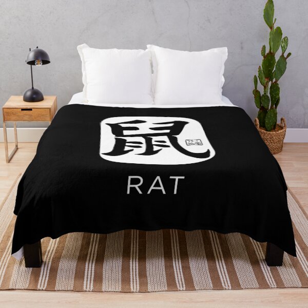 Item preview, Rat 鼠 - Chinese Zodiac Calligraphy Character with English (White) designed and sold by STUDIO-72.