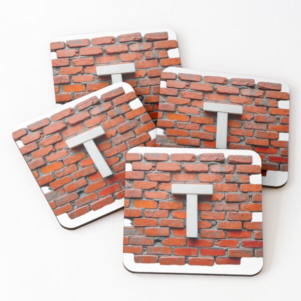 Item preview, Red Brick Wall with Embedded White Three Dimensional T Shape designed and sold by Creative88Art.