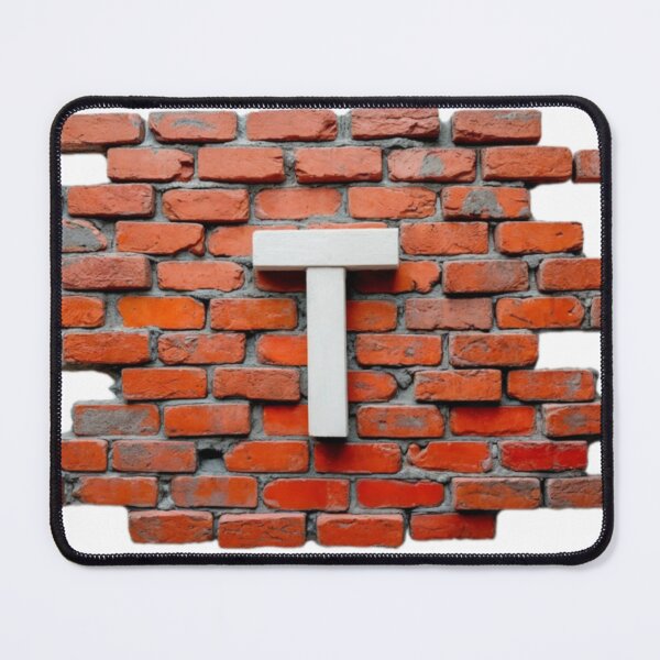 Item preview, Red Brick Wall with Embedded White Three Dimensional T Shape designed and sold by Creative88Art.