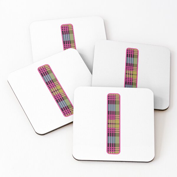 Item preview, Monogram Letter I, Pink, Yellow, and Blue Scottish Tartan Style Typography Design designed and sold by MacPean.
