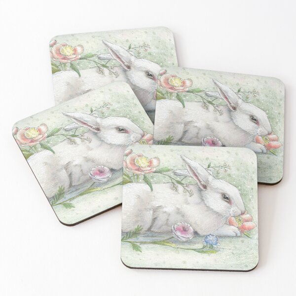Item preview, White Rabbit with flowers kaaren poole designed and sold by KaarenPoole.