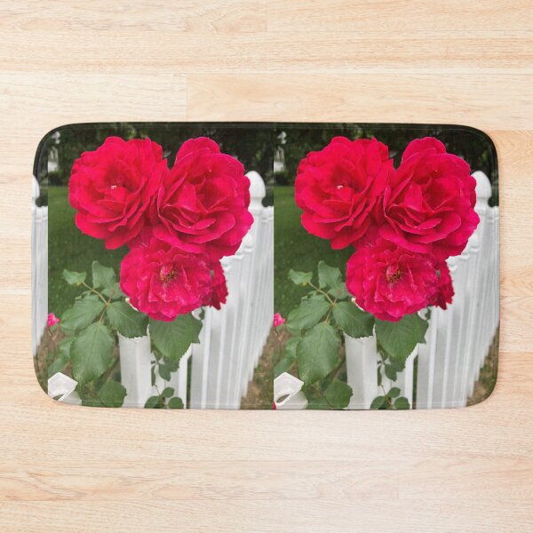 Item preview, Cluster of Red Garden Roses on a White Picket Fence  designed and sold by Amanda1775.