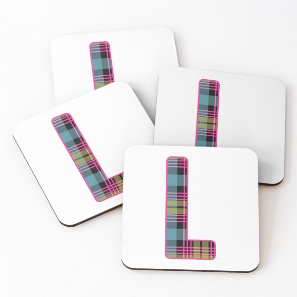 Item preview, Monogram Letter L, Pink, Yellow, and Blue Scottish Tartan Style Typography Design designed and sold by MacPean.