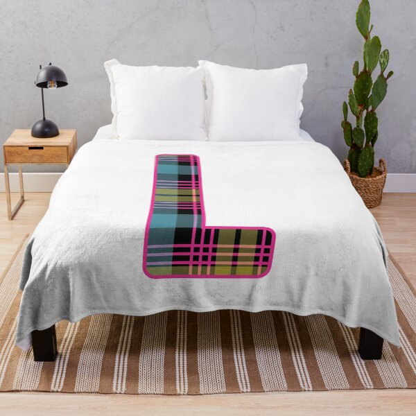 Item preview, Monogram Letter L, Pink, Yellow, and Blue Scottish Tartan Style Typography Design designed and sold by MacPean.