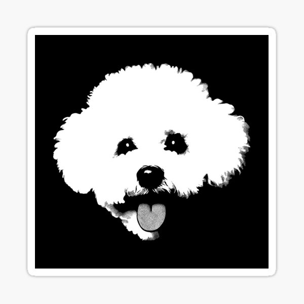 Bichon Frise Pop Art Black & White Retro Chic Design For Bichon Frise Owners, Moms, Dads & Bichon Frise Lovers Sticker
