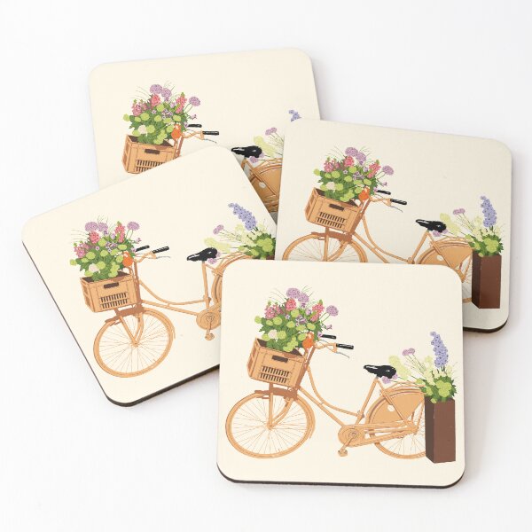 Item preview, Vintage Dutch Bicycle with Blooming Flower Basket – Whimsical Spring Garden Design designed and sold by SaliMontoDesign.