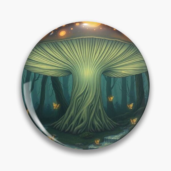 Artikelvorschau, Magical Glow of the Hidden Grove – Ein biolumineszierender Pilz taucht die Natur in kristallinen Zauber entworfen und verkauft von FotoworldEdel.