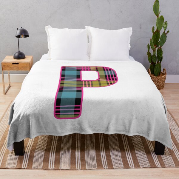 Item preview, Monogram Letter P, Pink, Yellow, and Blue Scottish Tartan Style Typography Design designed and sold by MacPean.