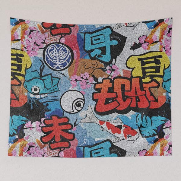Item preview, Koi Flow Watercolor Graffiti Japan Aop designed and sold by JohnnyVillas.