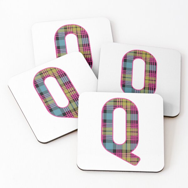 Item preview, Monogram Letter Q, Pink, Yellow, and Blue Scottish Tartan Style Typography Design designed and sold by MacPean.