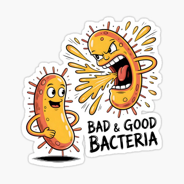 Item preview, Gute Bakterien und schlechte Bakterien Wissenschaft Humor designed and sold by SurrealArtSzysz.