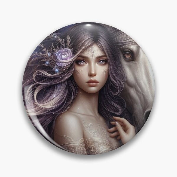 Item preview, Mystic Bond – Woman and Horse Totem in Silver Hues designed and sold by Roberta Calabrese.