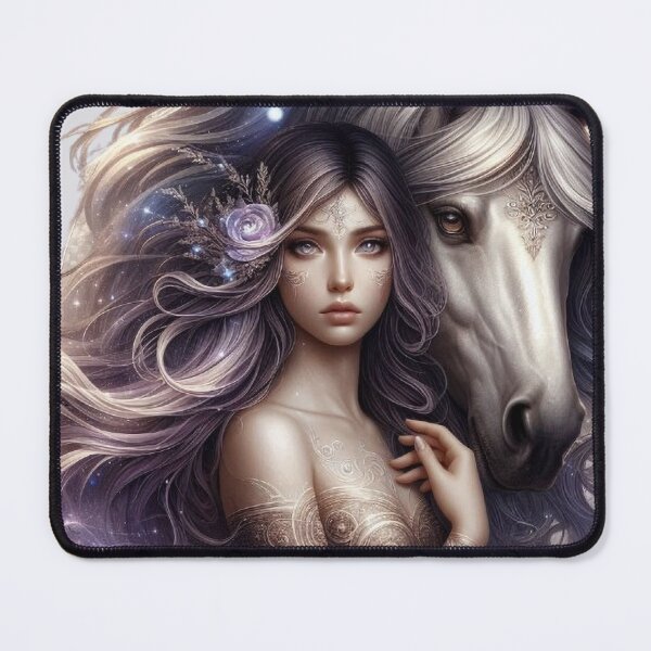 Item preview, Mystic Bond – Woman and Horse Totem in Silver Hues designed and sold by Roberta Calabrese.