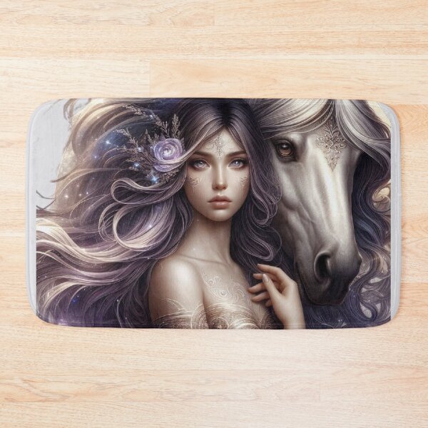 Item preview, Mystic Bond – Woman and Horse Totem in Silver Hues designed and sold by Roberta Calabrese.