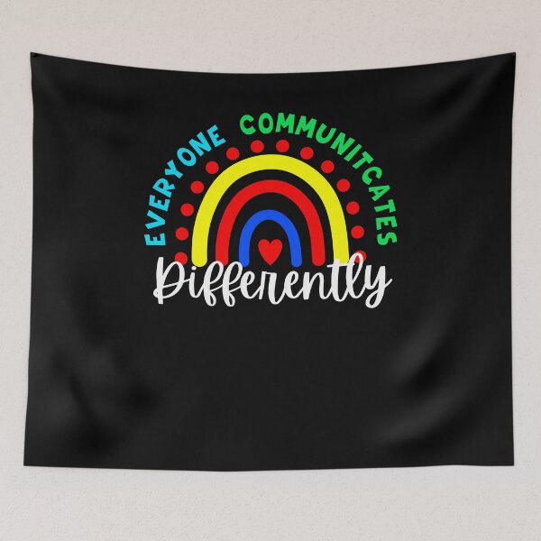 Item preview, Everyone Communicates Differently autism awareness rainbow designed and sold by snowry.