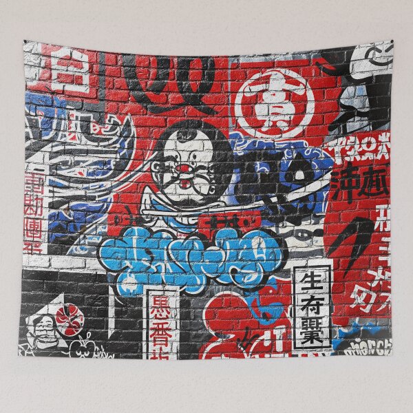 Item preview, Red Crane Brick Graffiti Japan Aop designed and sold by JohnnyVillas.