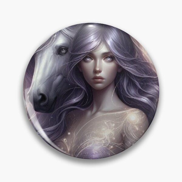Item preview, Mystic Bond – Woman and Horse Totem in Silver Hues designed and sold by Roberta Calabrese.