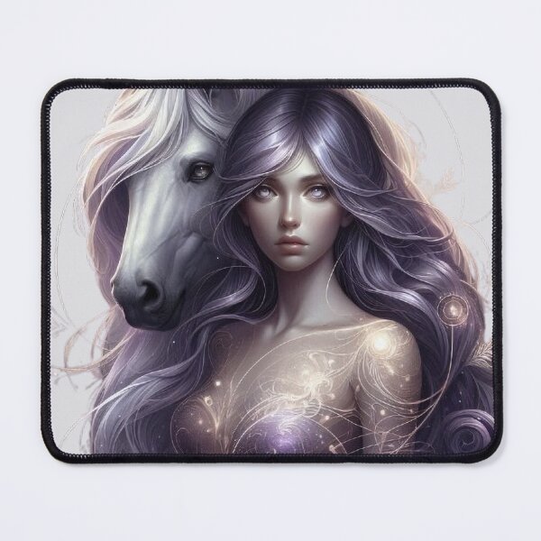 Item preview, Mystic Bond – Woman and Horse Totem in Silver Hues designed and sold by Roberta Calabrese.