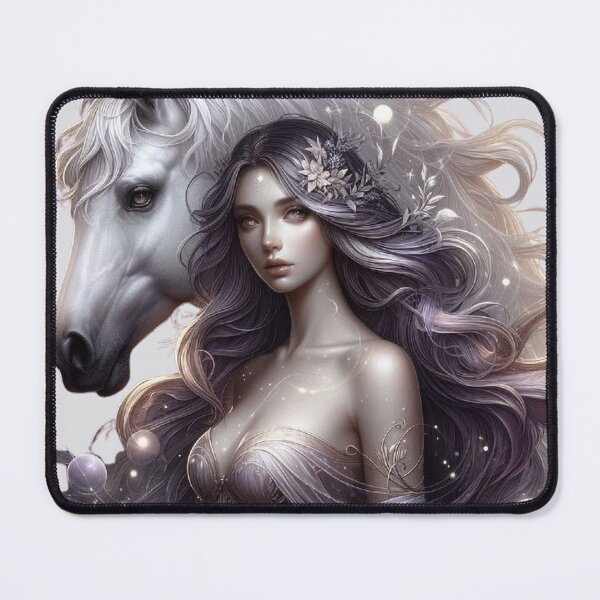 Item preview, Mystic Bond – Woman and Horse Totem in Silver Hues designed and sold by Roberta Calabrese.