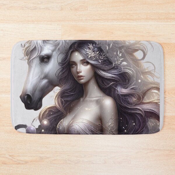 Item preview, Mystic Bond – Woman and Horse Totem in Silver Hues designed and sold by Roberta Calabrese.