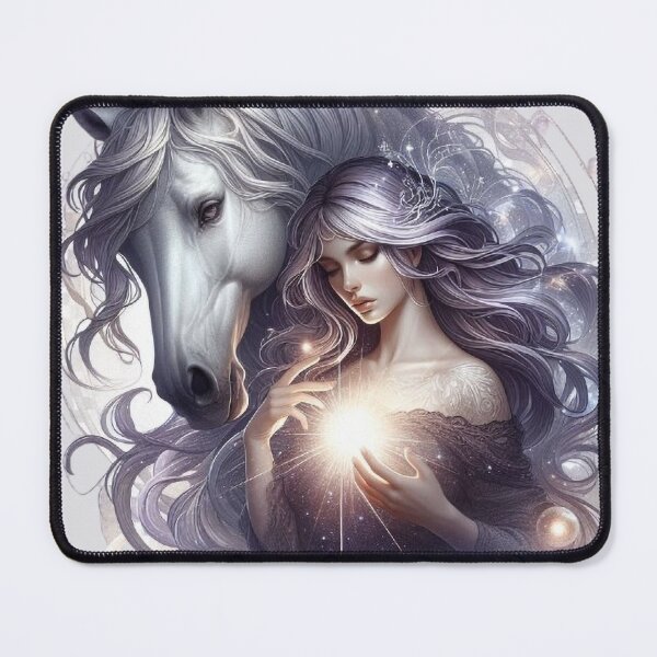 Item preview, Mystic Bond – Woman and Horse Totem in Silver Hues designed and sold by Roberta Calabrese.