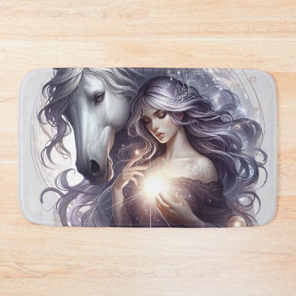 Item preview, Mystic Bond – Woman and Horse Totem in Silver Hues designed and sold by Roberta Calabrese.