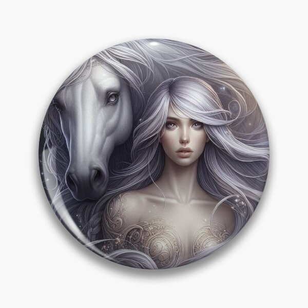 Item preview, Mystic Bond – Woman and Horse Totem in Silver Hues designed and sold by Roberta Calabrese.