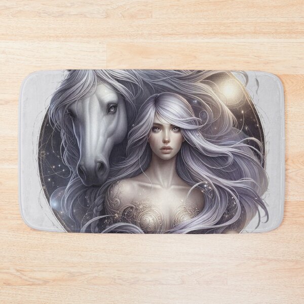 Item preview, Mystic Bond – Woman and Horse Totem in Silver Hues designed and sold by Roberta Calabrese.