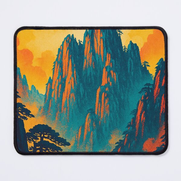 Item preview, Digital Retro Pop Art Poster of Huangshan | Vibrant Mountain Landscape in Vintage Style | Bold Chinese Scenic Travel Art | Colorful Peaks and Misty Pines Illustration designed and sold by PaintedPixels01.