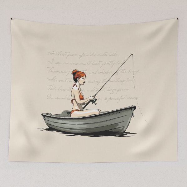 Item preview, Serene Fishing Scene with Poem Illustration designed and sold by KiwiRider.