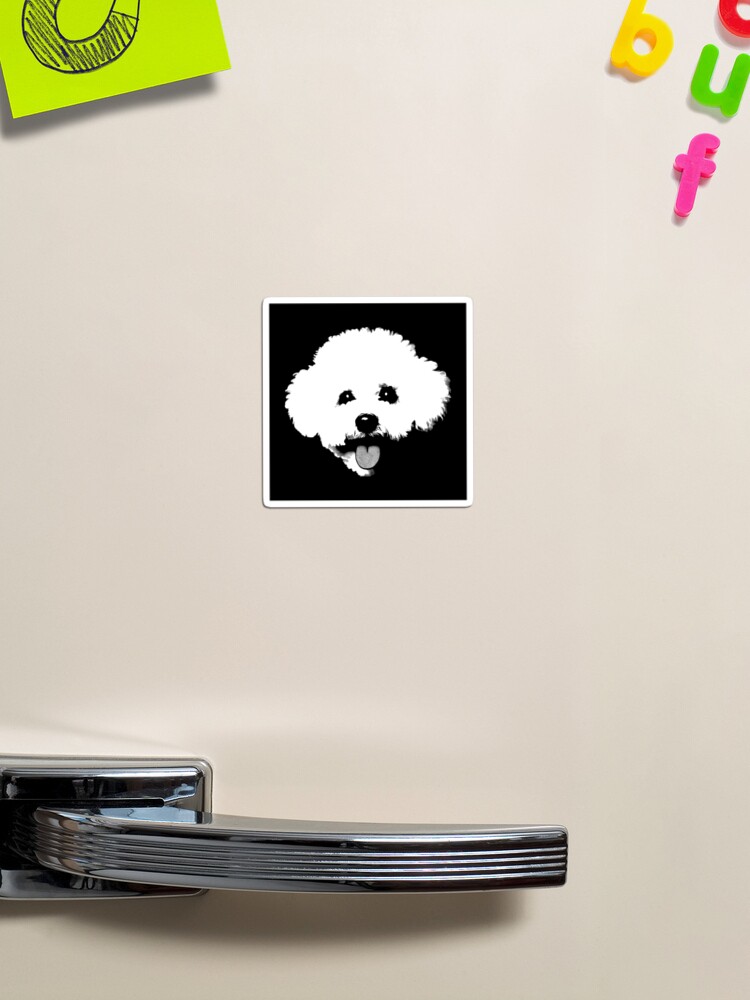 Thumbnail 1 of 3, Magnet, Bichon Frise Pop Art Black & White Retro Chic Design For Bichon Frise Owners, Moms, Dads & Bichon Frise Lovers designed and sold by K9ish.