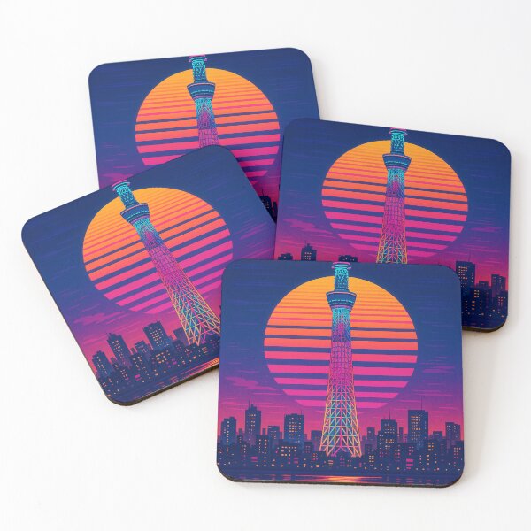 Item preview, Digital Retro Pop Art Poster of Tokyo Skytree | Vibrant Cityscape with Neon Skyline | Futuristic Tokyo Landmark in Vintage Style | Bold Japanese Urban Travel Art designed and sold by PaintedPixels01.