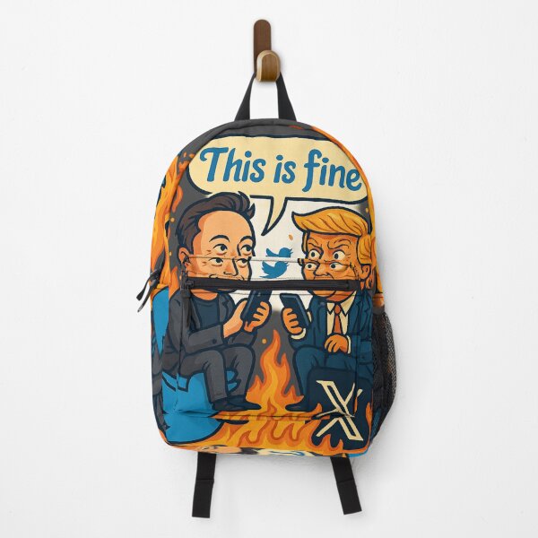Item preview, This Is Fine – Elon Musk vs Trump Twitter X Meltdown Meme designed and sold by GirlyPopped.