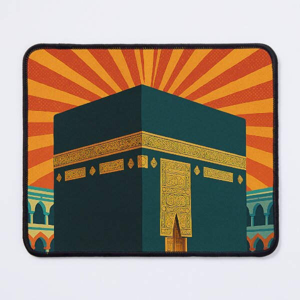 Item preview, Vibrant Digital Retro Pop Art Travel Poster of the Kaaba | Bold Geometric Islamic Landmark Design | Colorful Vintage Style Pilgrimage Tribute | Iconic Spiritual Destination Art designed and sold by PaintedPixels01.