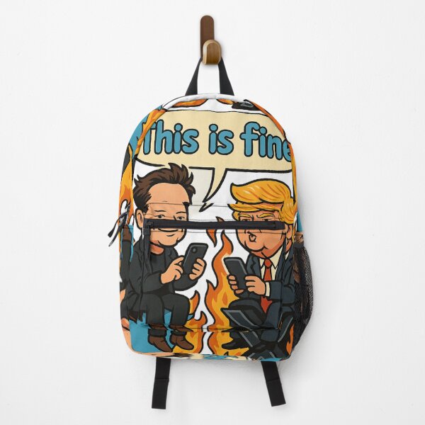 Item preview, This Is Fine – Elon Musk vs Trump Twitter X Fire Meme designed and sold by GirlyPopped.