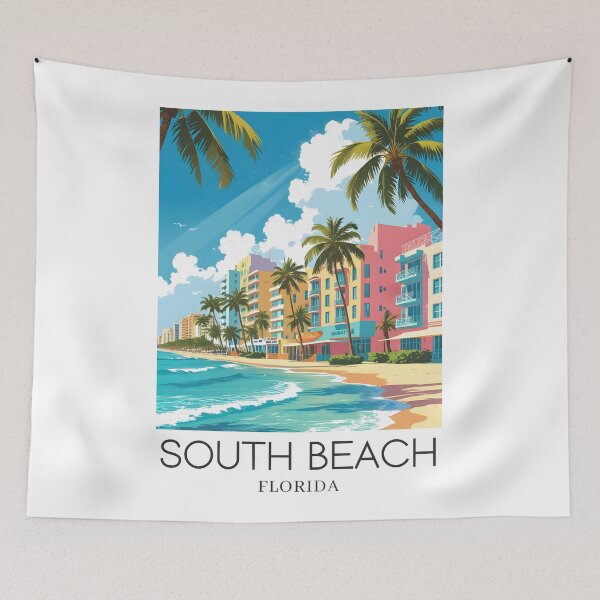 Item preview, A Pop Art Travel Print of South Beach - Miami - Florida designed and sold by StudioRedKoala.