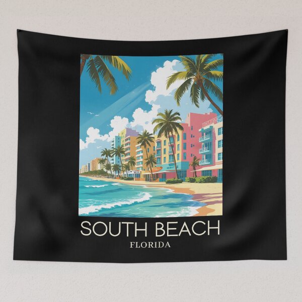 Item preview, A Pop Art Travel Print of South Beach - Miami - Florida designed and sold by StudioRedKoala.