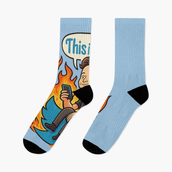 Item preview, This Is Fine – Elon Musk Twitter Chaos Meme designed and sold by GirlyPopped.
