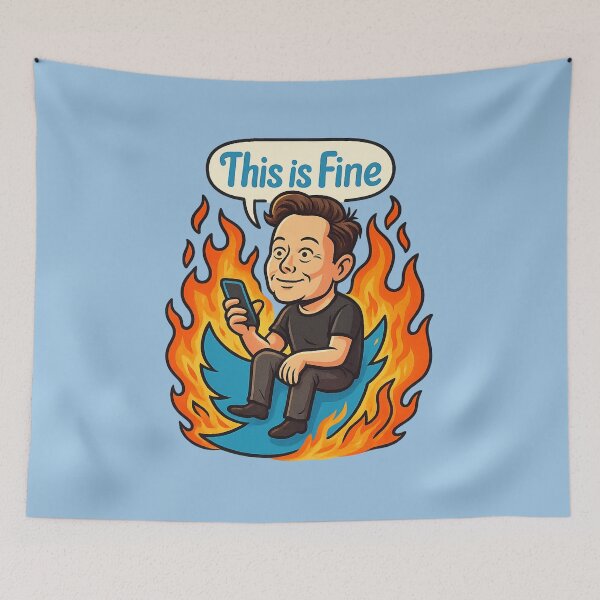 Item preview, This Is Fine – Elon Musk Twitter Chaos Meme designed and sold by GirlyPopped.