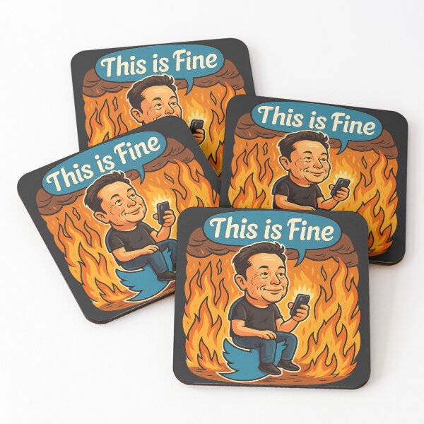 Item preview, This Is Fine – Elon Musk Twitter Fire Meme designed and sold by GirlyPopped.