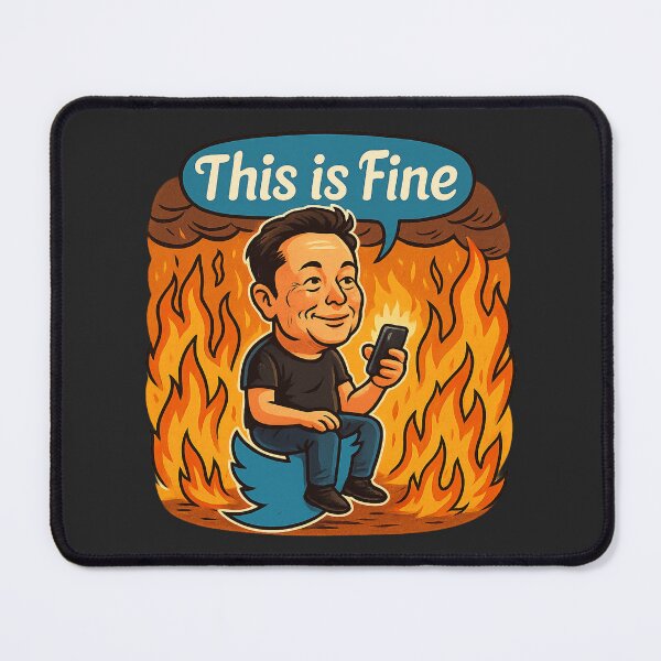 Item preview, This Is Fine – Elon Musk Twitter Fire Meme designed and sold by GirlyPopped.
