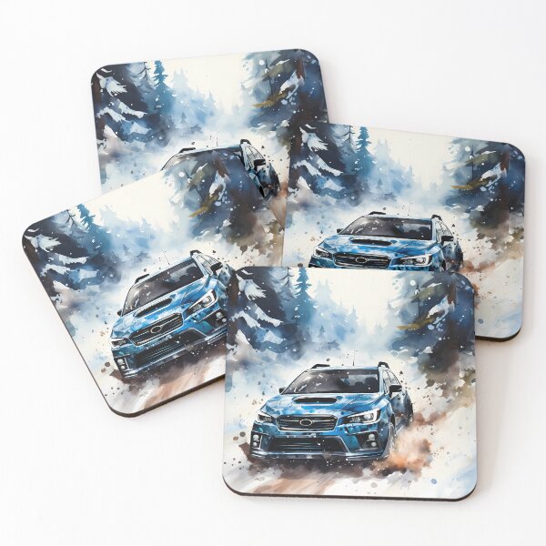 Item preview, Blue Adventure Car Racing Through Snowy Forest Winter Landscape designed and sold by RevUpDesign.