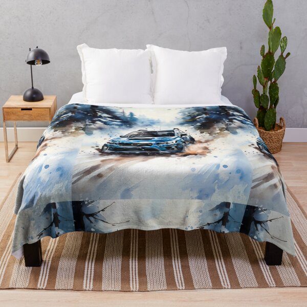 Item preview, Blue Adventure Car Racing Through Snowy Forest Winter Landscape designed and sold by RevUpDesign.