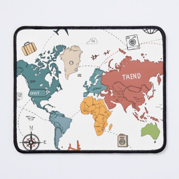 Item preview, Colorful World Map with Travel Icons designed and sold by Danivique.