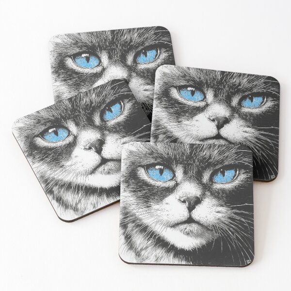 Item preview, Cat face with blue eyes designed and sold by Conteceres.