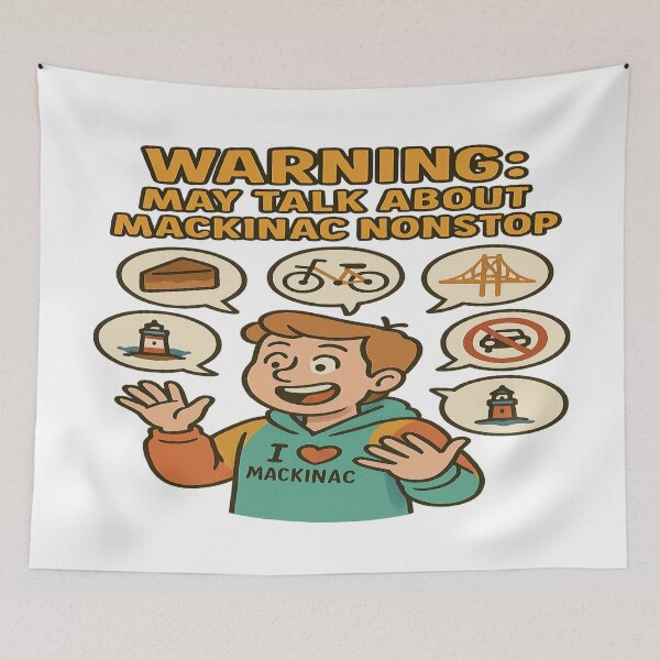 Item preview, WARNING: Mackinac Island Talker – No Cars, Just Fudge & Bikes! designed and sold by Globalcitytees.