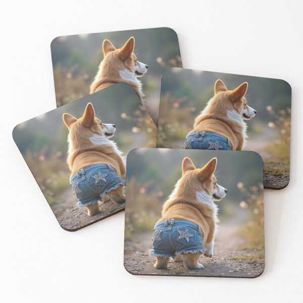 Item preview, Corgi Dog Wearing Denim Shorts With Stars designed and sold by Maria Dryfhout.