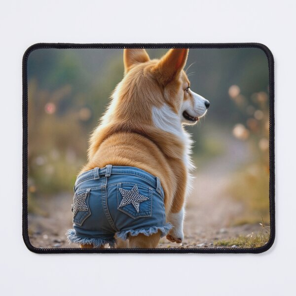 Item preview, Corgi Dog Wearing Denim Shorts With Stars designed and sold by Maria Dryfhout.